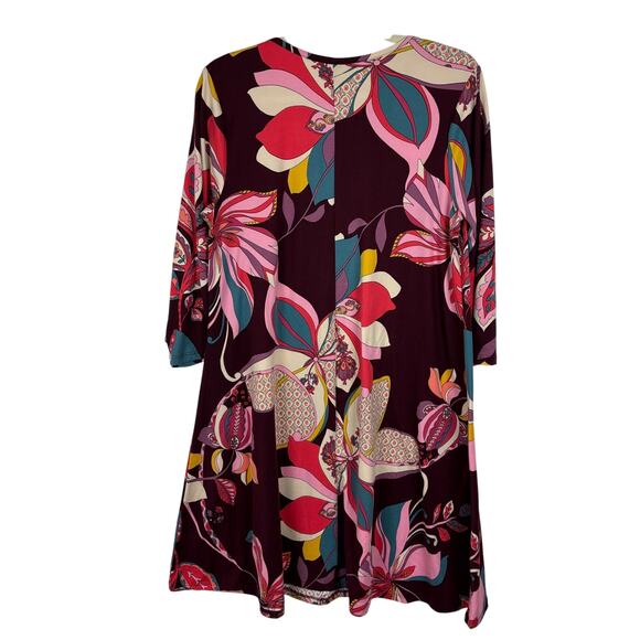 Jamie & Layla Floral Printed Jersey Knit Dress Large artsy art to wear - Picture 2 of 6